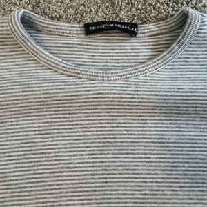Brandy Melville Light Gray Striped Tee
